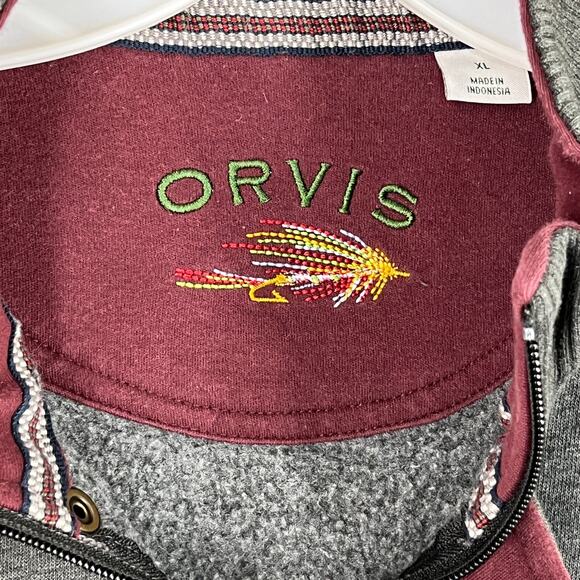 Orvis Mens Signature Quarter-Zip Sweatshirt XL Gray Sweater Snap‎ Collar Casual - Picture 4 of 8